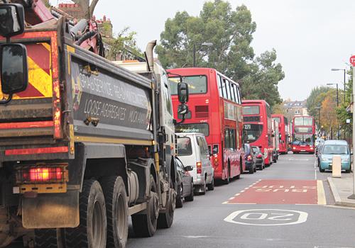 Bus drivers, turn your engine off when idling at stops Traffic backed up in Tufnell Park Road due to the ongoing Holloway Road closures