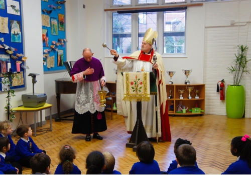 Bishop of London blesses school’s building work Bishop of London Richard Chartres at Holy Trinity and St Silas school (2017)