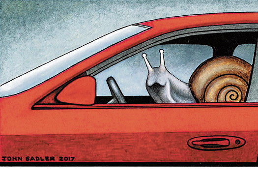 20mph is so painfully slow in a 120mph car… Snail drive cartoon