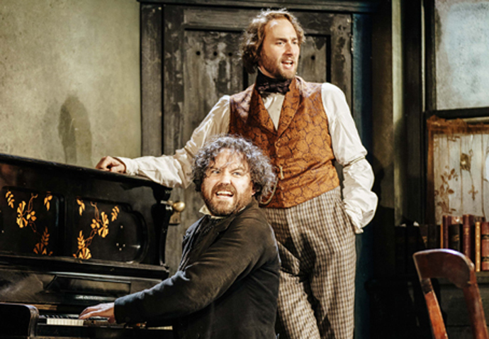 Review: Young Marx, at The Bridge Theatre Rory Kinnear and Oliver Chris photo by Manuel Harlan