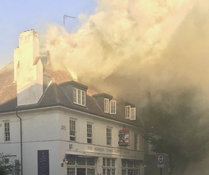 Pub boss thanks firefighters who saved Somers Town Coffee House “as if it was Buckingham Palace” Somers Town London fire Brigade