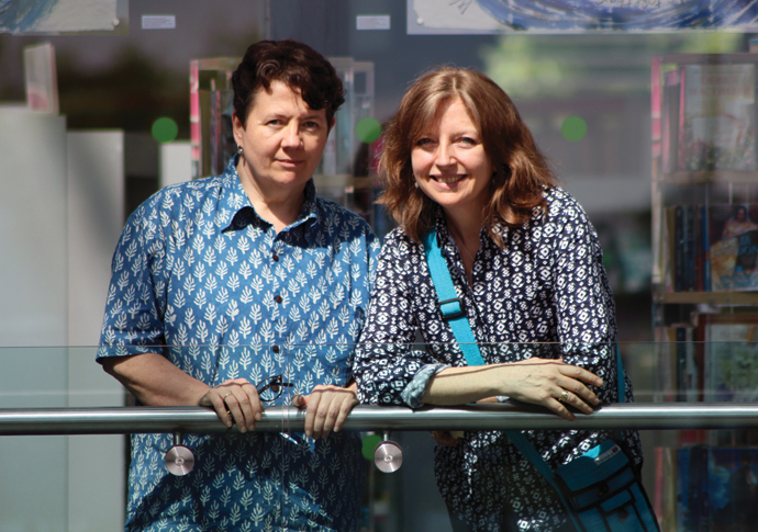 Inspired by the Thames, creative pair go with the flow Frances Bingham (short hair) Liz Mathews