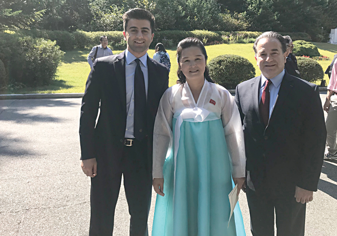 Celebrity surgeon busts the supreme leader Nadey Hakim right with son David in North Korea