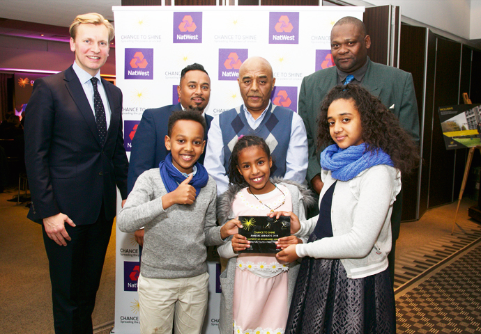 Martyn Wilson NatWest Raj Nath Middlesex Cricket Mikey Thompson Middlesex Cricket. Front - Robel Tecklom Lydia Amanuel Fasil Giada Mazzola