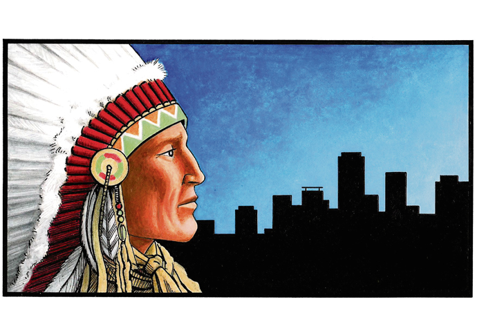 Native Indian cartoon by John Sadler