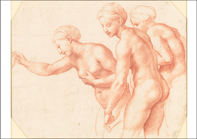 The names in the frame for the coming year Raphael_The Three Graces
