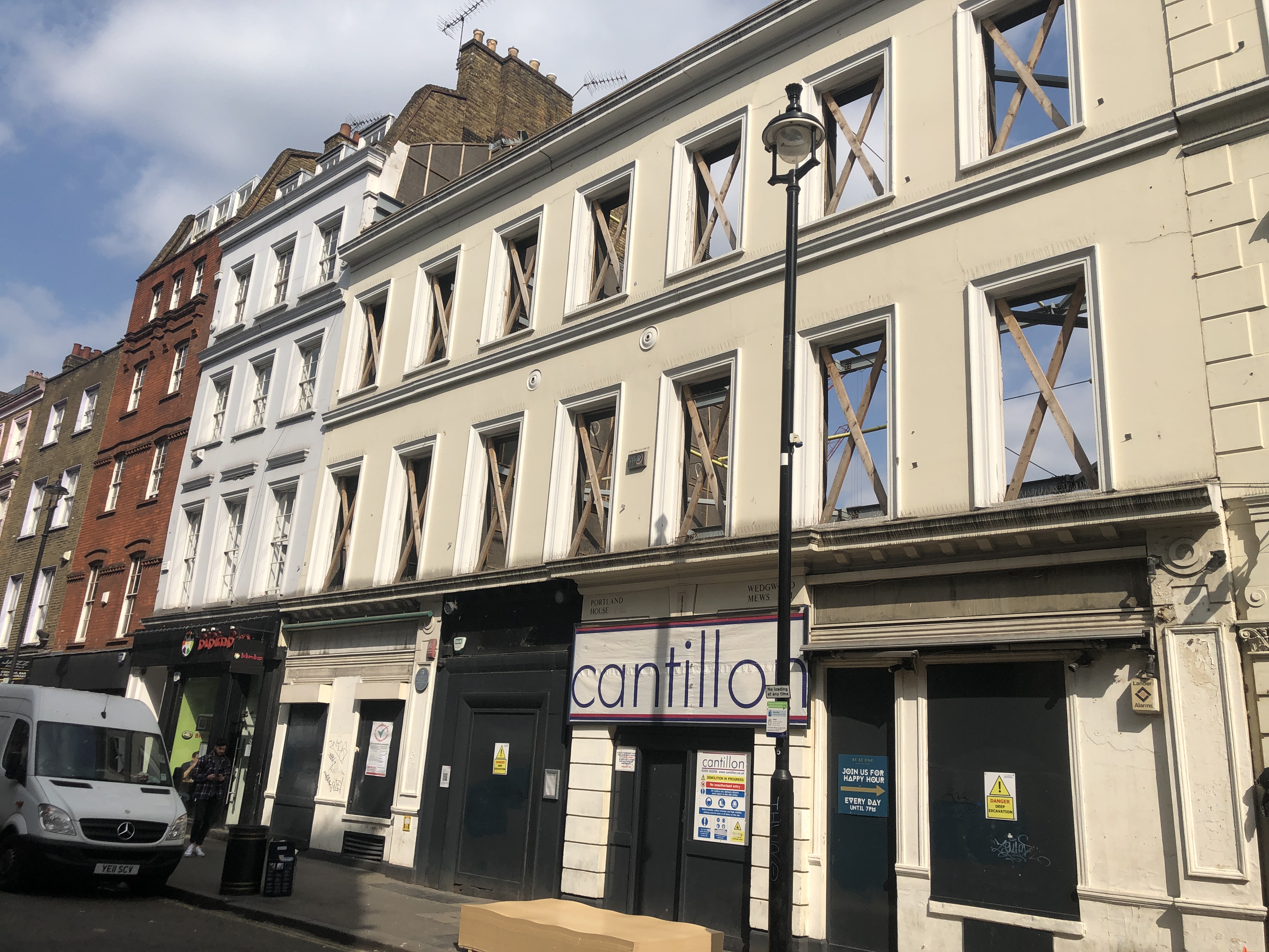The Greek Street property with façade remaining