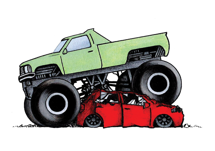 John Sadler cartoon - car size matters