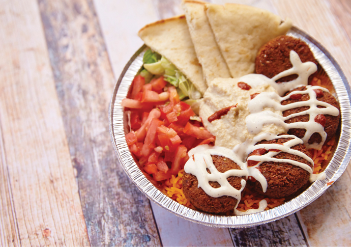 Word on the street led to home comfort Falafel Platter With Hummus