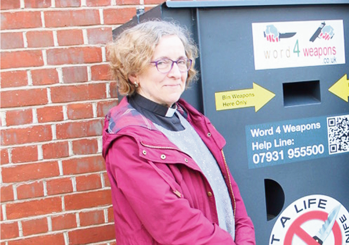 Church leads with amnesty knife bin Revd Marjorie Brown