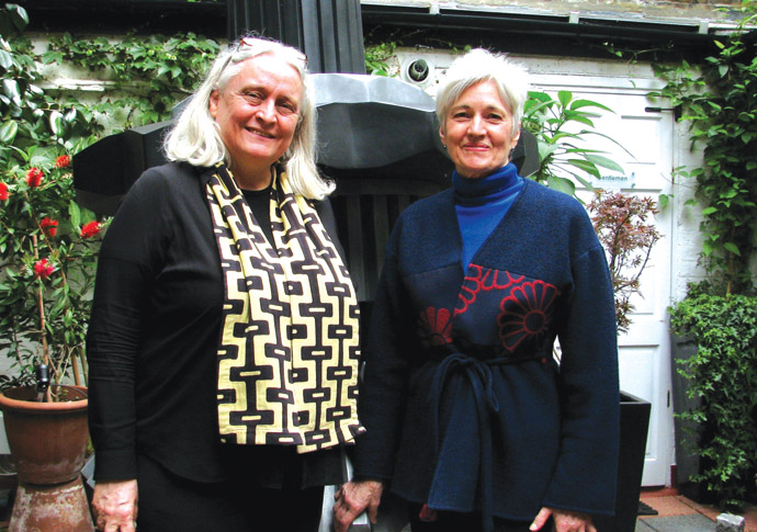 40 years on… Elizabeth Lalouschek and Chill Hawes in the gallery's courtyard