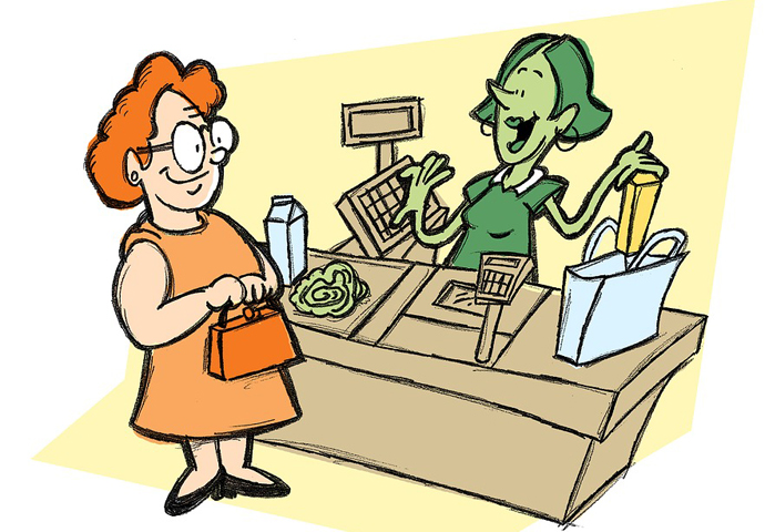 I would rather queue up for an extra 10 minutes to be served by a human being Cashier