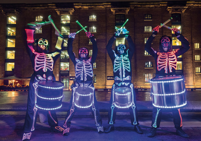 Halloween drummers in Granary Sq, King's Cross
