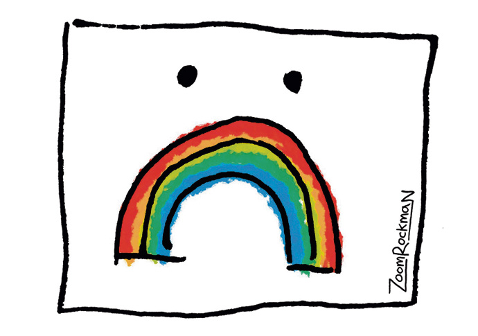 Ever-changing picture as galleries start to reopen Sad Rainbow artwork by Central St Martin’s student Zoom Rockman