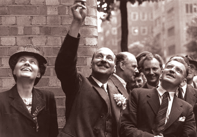 Clement Attlee celebrating