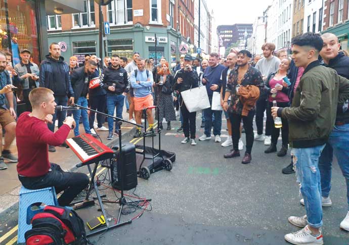 Super Saturday: ‘Enough of this lockdown malarkey’ Soho musician