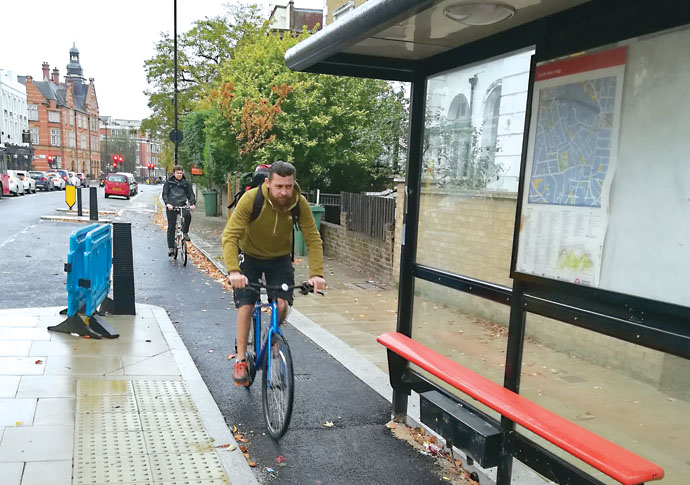 Bus Stop in Prince of wales Rd cycle lane
