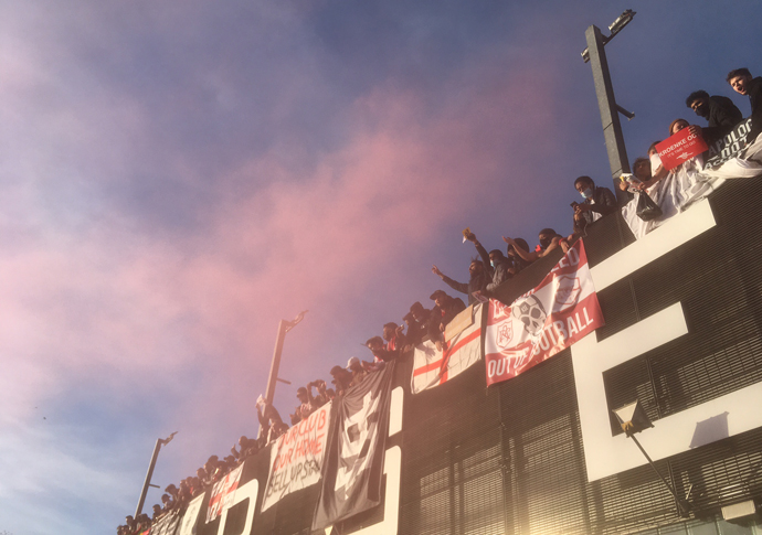 Arsenal beaten by own goal as fans show Super League fury Arsenal protest v Everton IMG_0147