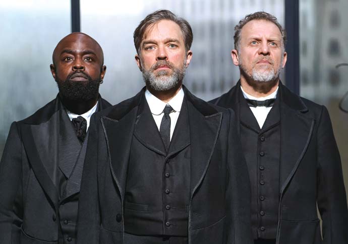Review: The Lehman Trilogy, at Gillian Lynne Theatre Michael Balogun Hadley Fraser Nigel Lindsay credit Mark Douet