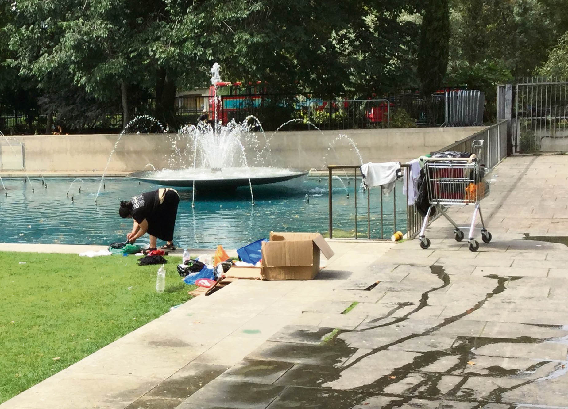 Look around at a state of disrepair Westminster washing fountain