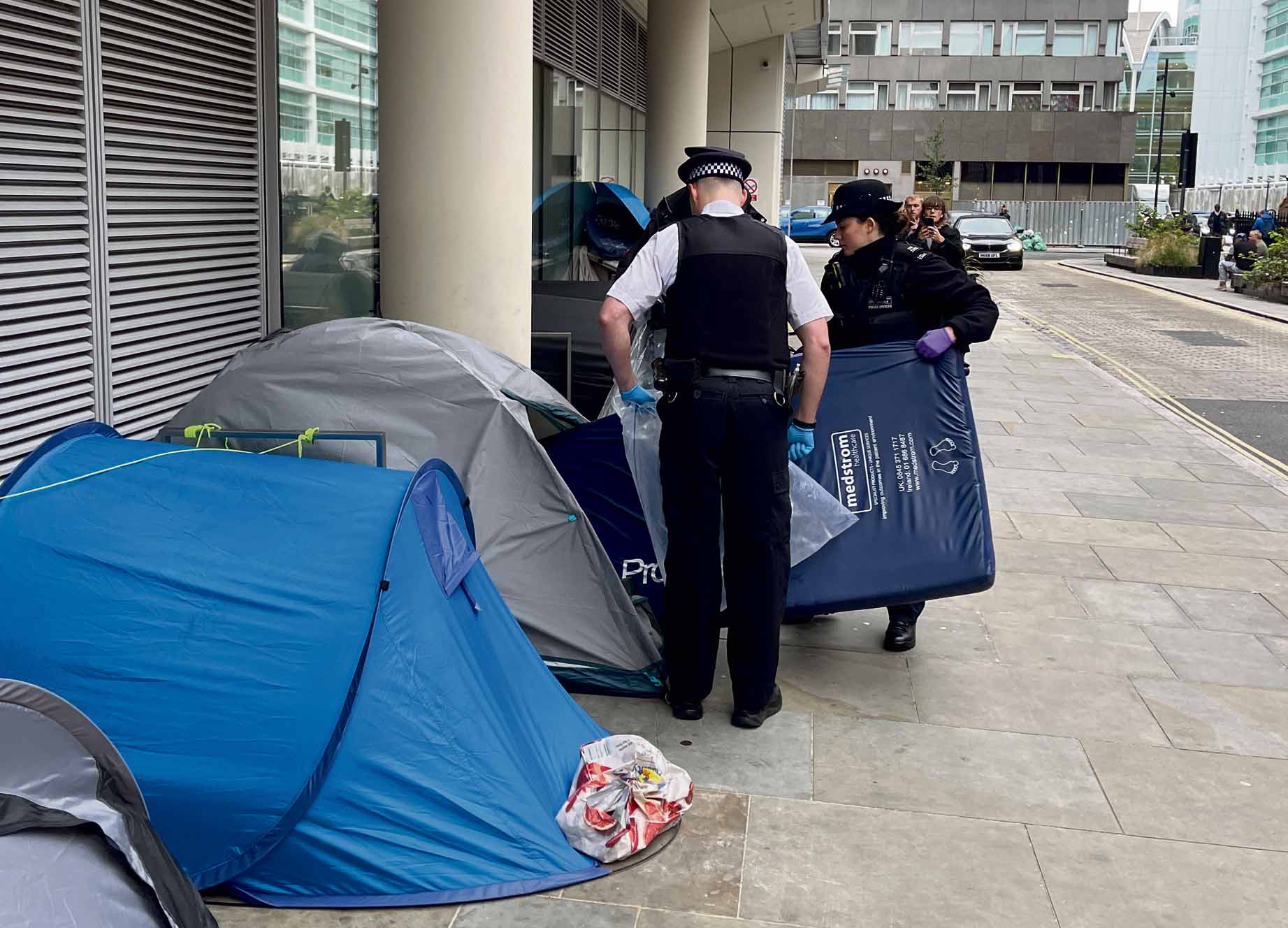 Where was the respect for the homeless? Police-tents