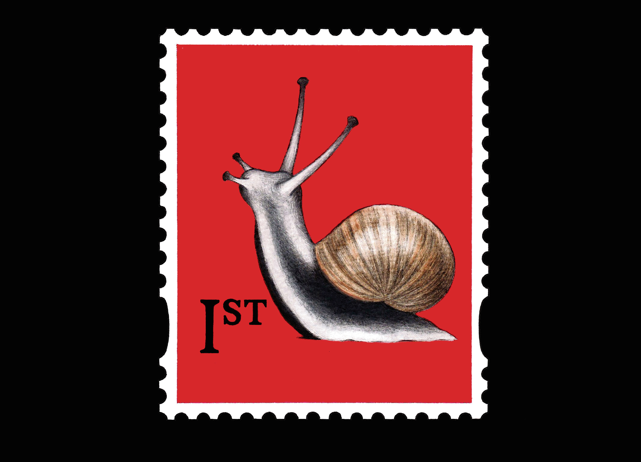 Should we claim a refund on postage stamps? Snail Stamp Cartoon_black background