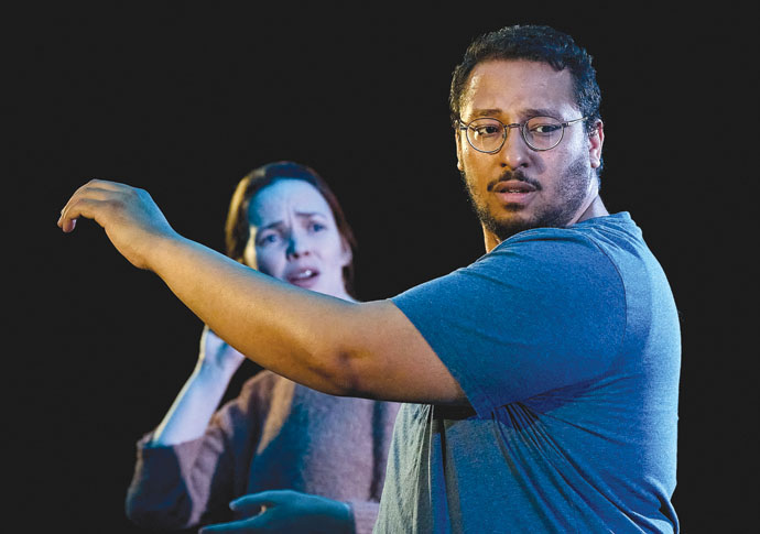 Review: The Cord, at Bush Theatre Eileen O' Higgins (Anya) and Irfan Shamji (Ash) in 'The Cord' at Bush Theatre. Photo Manuel Harlan Cord-053