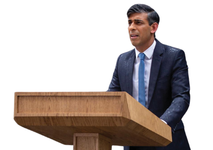 Rishi Sunak at the lectern outside No 10