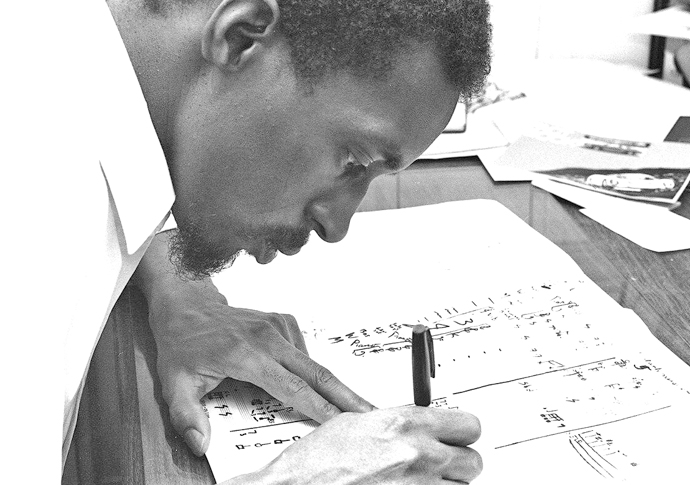 Julian Eastman composing ca 1969 photo Donald W Burkhardt