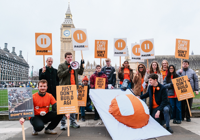 Warning… ‘governments are racing ahead’ with AI ai protesters