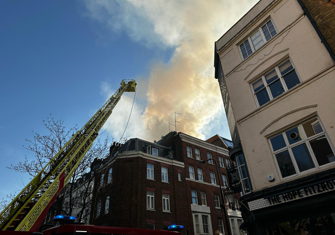 War refugees beauty salon in major fire So Shell credit LFB pic