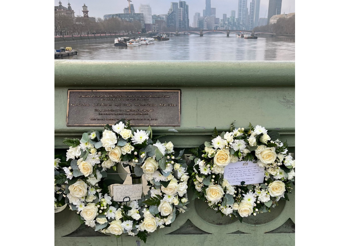 Marking nine years since terror attack Westminster Bridge & New Palace Yard attack memorial