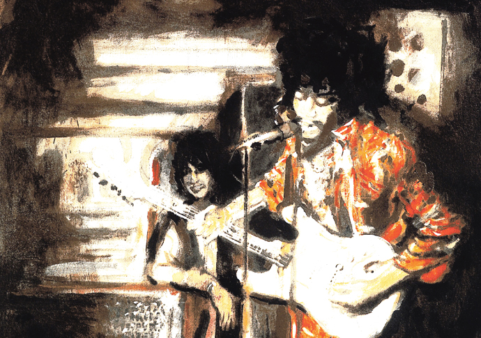 Ronnie Wood Jimi and Me at the Scene Club N.Y. screenprint detail